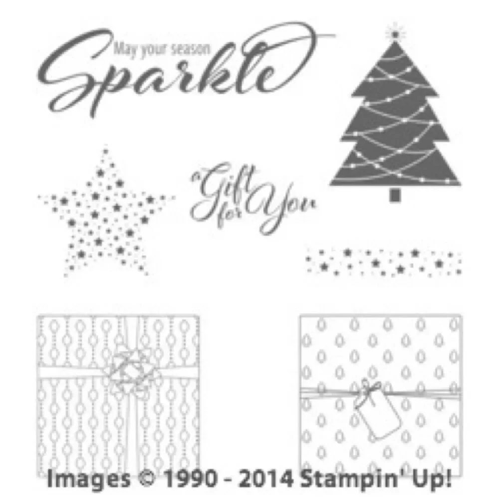 Stampin' Up! Add a Little Glitz Christmas Present Tree Holiday Stamp Set Sparkle